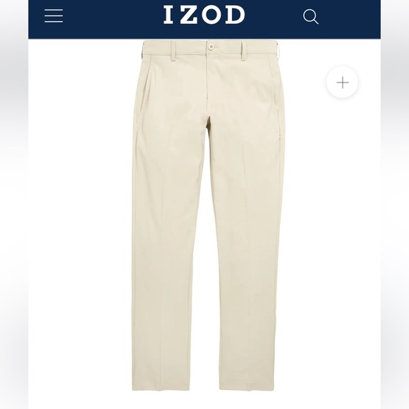 Izod Golf Cream Stonedust Chinos Slim Fit Men’s 36Wx30L Short Sport Casual Pants - Picture 2 of 11